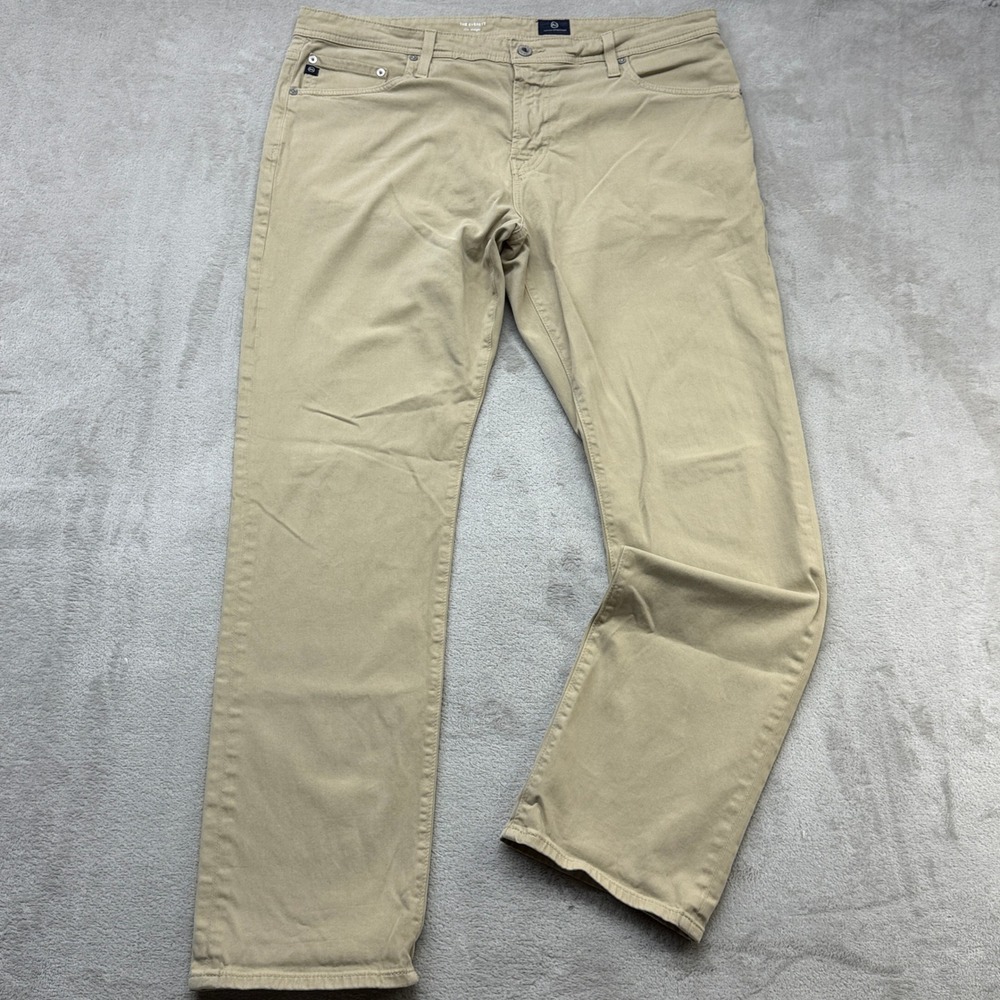 AG Adriano Goldschmied Everett Pants Mens 38x32 Tan Slim Straight Chino Khaki